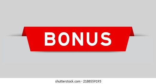 Red color inserted label with word bonus on gray background