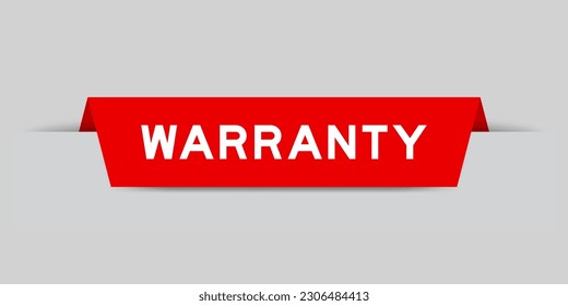Red color inserted label with word warranty on gray background
