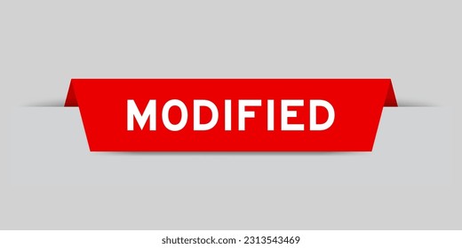 Color rojo insertado etiqueta con la palabra modificada en fondo gris