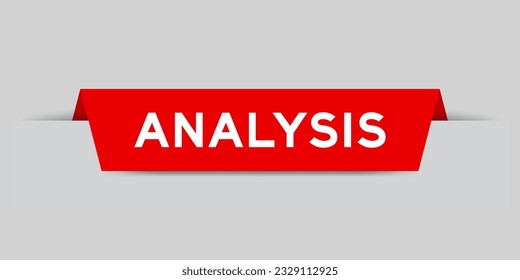 Red color inserted label with word analysis on gray background
