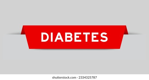 Red color inserted label with word diabetes on gray background