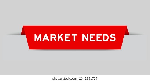 Red color inserted label with word market needs on gray background