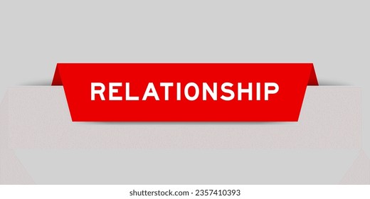 Red color inserted label with word relationship on gray background