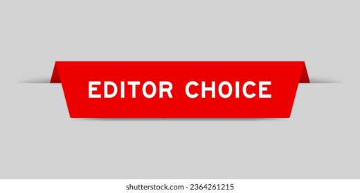 Red color inserted label with word editor choice on gray background