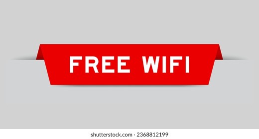 Red color inserted label with word free wifi on gray background