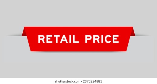 Red color inserted label with word retail price on gray background