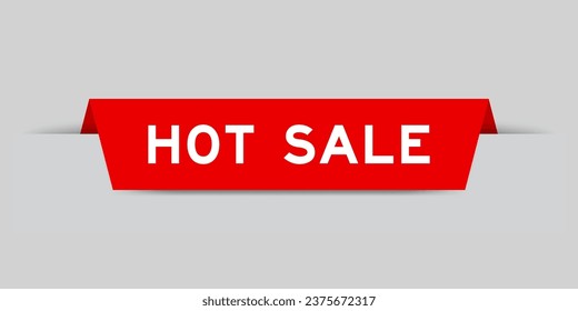 Red color inserted label with word hot sale on gray background