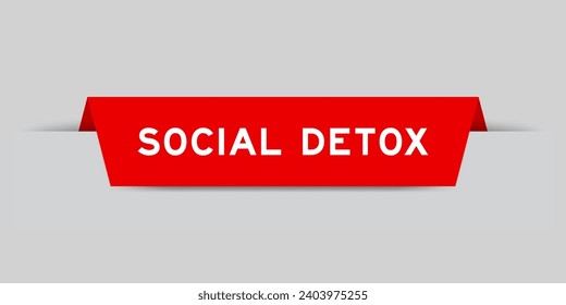 Color rojo insertado etiqueta con detoz social de palabra en fondo gris