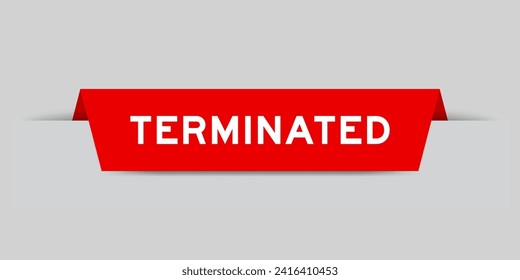 Red color inserted label with word terminated on gray background