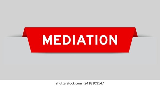 Red color inserted label with word mediation on gray background