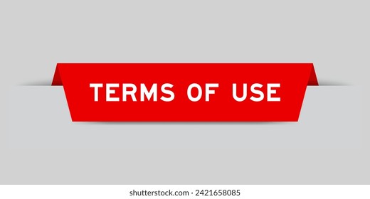 Red color inserted label with word terms of use on gray background