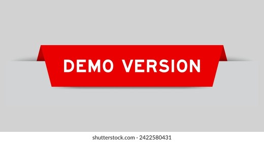 Red color inserted label with word demo version on gray background
