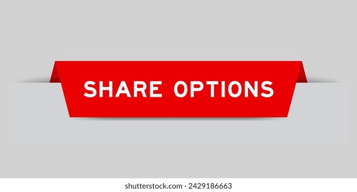 Red color inserted label with word share options on gray background