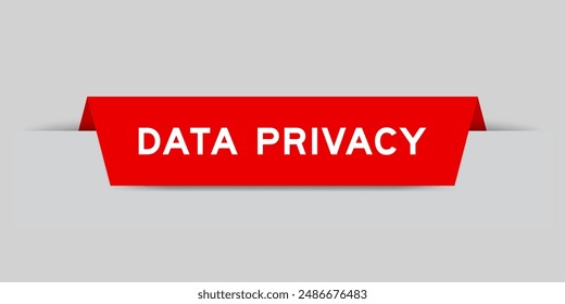 Red color inserted label with word data privacy on gray background
