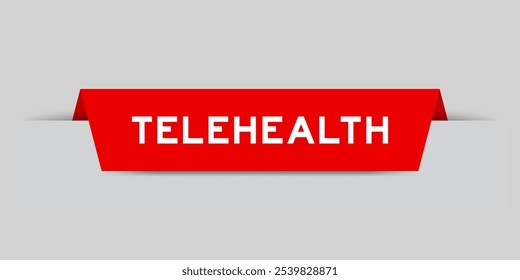 Cor vermelha inserida etiqueta com palavra telehealth no fundo cinza