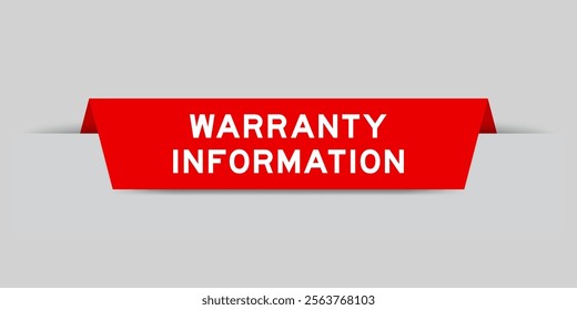 Red color inserted label with word warranty information on gray background