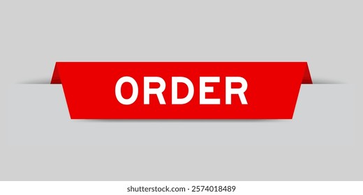 Red color inserted label with word order on gray background