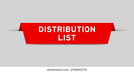 Red color inserted label with word distribution list on gray background