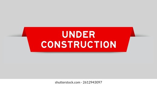 Red color inserted label with word on gray background