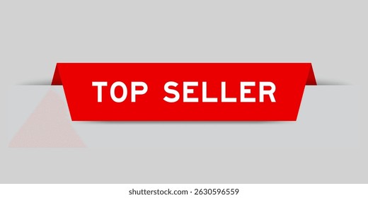 Red color inserted label with word top seller on gray background