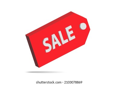 Red color label tag sale 3d illustration