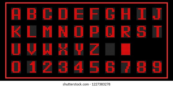 Red color of LED digital font on black background (Vector)