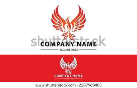 Red Color Legend Abstract Phoenix Myth with Red Background Logo Design
