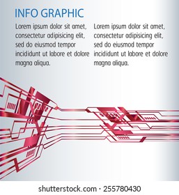 red color Light Abstract Technology background for computer graphic website internet and business. circuit. white background. text box. label. card. Brochure.