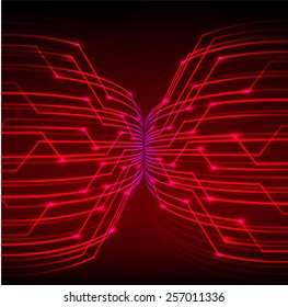 red color Light Abstract Technology background for computer graphic website internet and business. circuit. text box. label. card.