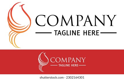 Red Color Line Art Fast Bird Logo Design