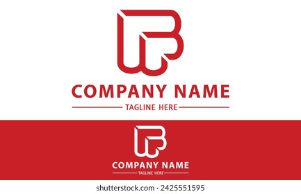 Red Color Line Art Modern Shape Logo Design