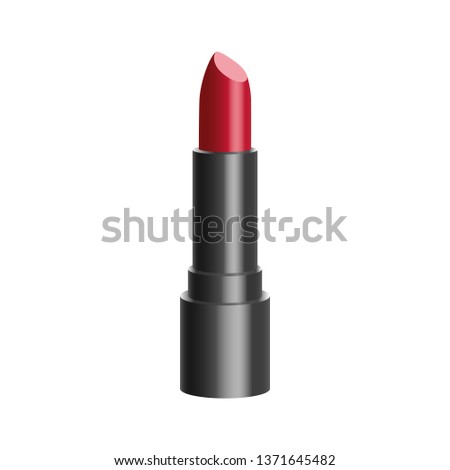 Red color lipstick single object 3d realistic glossy vector illustration
