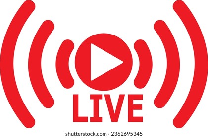 red color live icon vector.