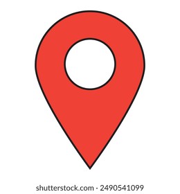 Red color location icon isolate on white background. Vector.