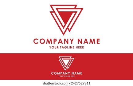 Red Color Luxury Overlapping Triangle Logo Design