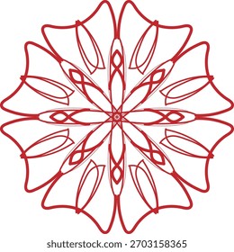 um desenho de mandala de cor vermelha