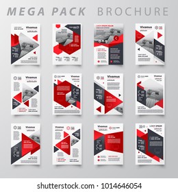 Red color Mega pack Brochure design template flyer set