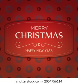 Red color merry christmas and happy new year flyer with luxury burgundy pattern