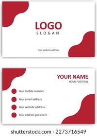 red color modern business card design template , white background name card unique design layout. creative style vector business card.	
