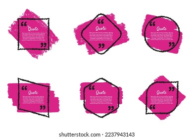 Red color modern communication quote frame with abstract brush stroke collection