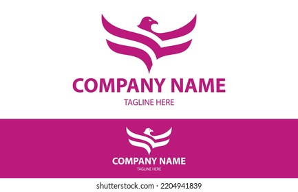 Red Color Monogram Abstract Simple Eagle Bird Logo Design
