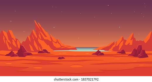 rote Berge mit Meerblick, Vektorgrafik