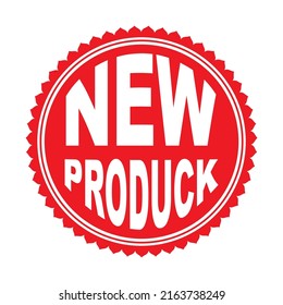 Red color new product label stamp, seal, sticker flat vector icon for website and packaging.