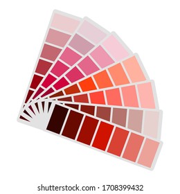 Red color palettes fan-shaped unfolded to the right. Vector illustration. Stock Photo.