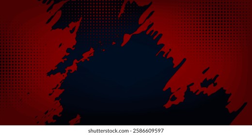 red color pattern gradient grunge texture background. Halftone texture effect background. Dark rough distressed abstract texture. Black isolated on red.