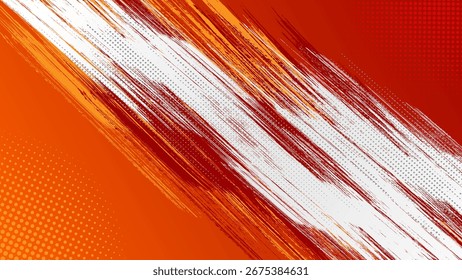 Fondo de textura grunge degradado de patrón de color rojo. Puntos de arte pop comics ilustración de estilo deportivo fondo Abstractas blanco naranja rojo con concepto corporativo moderno	