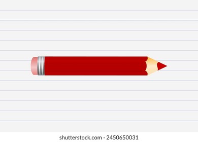 Red color pencil vector illustration on white background