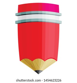 Red color pencils vector collection isolated on white background.  Office supplies.