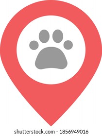 Red Color Pet Dog House Map Location Icon  