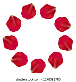 red color petals round pattern frame design on white background, vector illustration